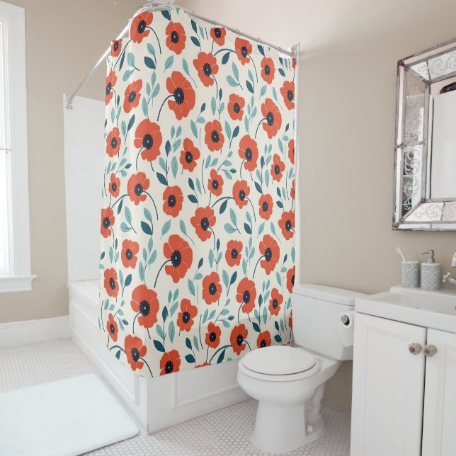 Red Poppy Floral Print Seamless Pattern (In Situ)
