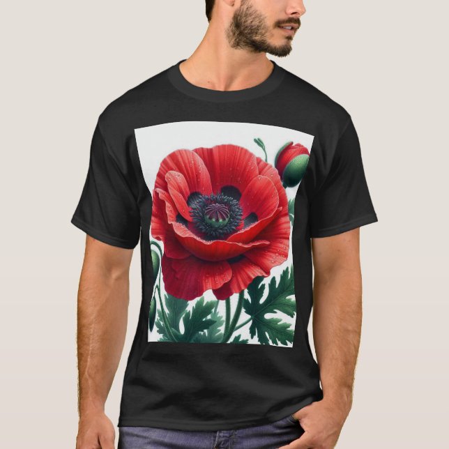 Red Poppy Floral T-Shirt (Front)