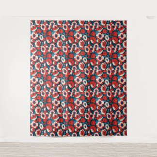 Red Poppy Floral  Tapestry