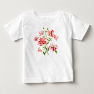 Red poppy floral watercolor baby T-Shirt