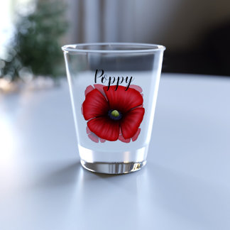 Red Poppy Flower Art Personalized Shot Glass