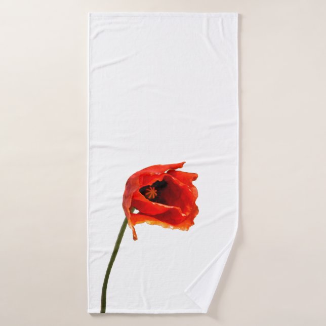 Red poppy flower bath towel set (Bath Towel)