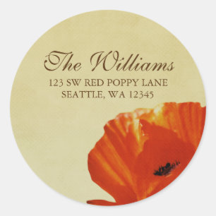 Red Poppy Flower Blossom Address Label