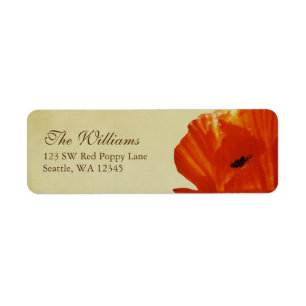 Red Poppy Flower Blossom Custom Address Label