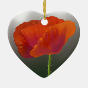 Red Poppy Flower Ceramic Ornament