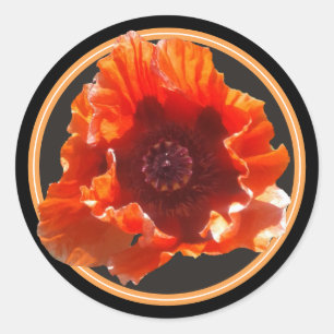Red Poppy Flower Classic Round Sticker