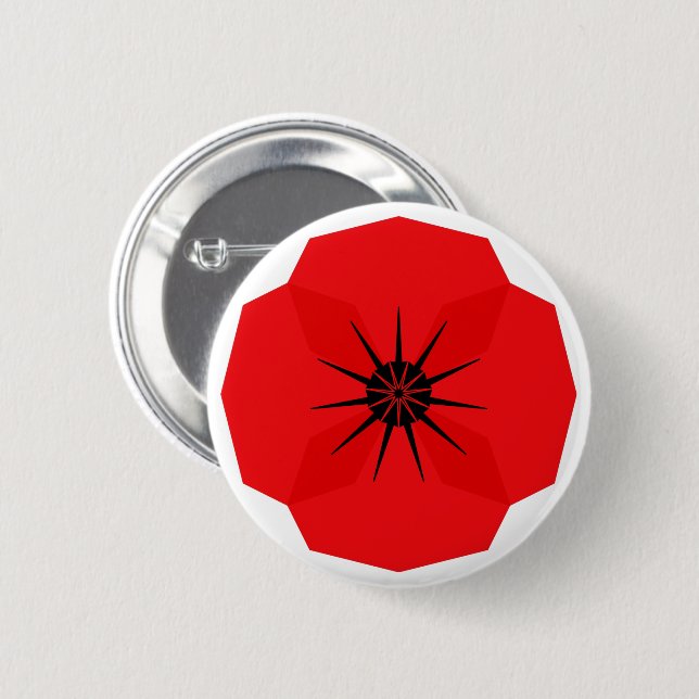 Red Poppy Flower Commemorative Design 2 Inch Round Button (Front & Back)
