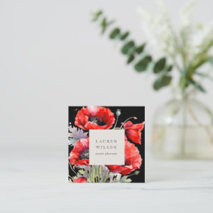 Red Poppy Flower Elegant Business Card