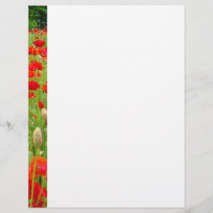 Red Poppy Flower Letterhead custom Poppies
