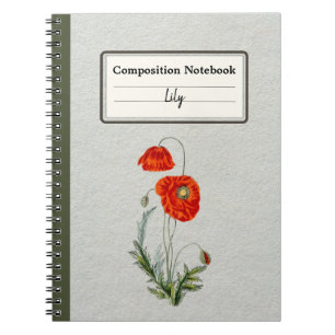 Red Poppy Flower Personalized Composition Notebook