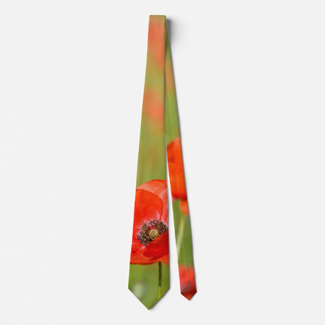 Red poppy flower tie (Front)