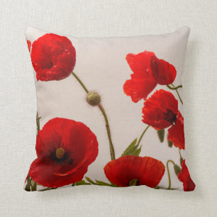 Red Poppy Flowers Abstract Artistic Modern Pretty Throw Pillow
