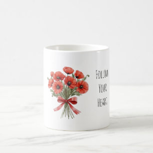 Red Poppy Flowers Bow Coffee Mug