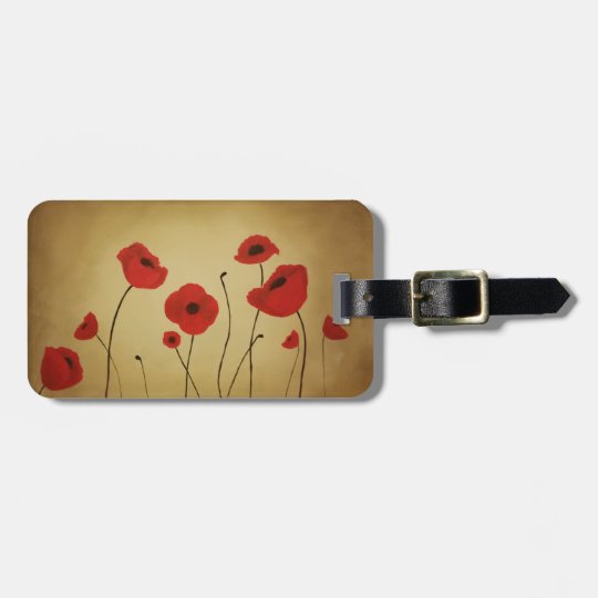 Red Poppy Flowers Custom Luggage Tag