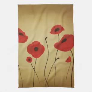 Red Poppy Flowers Kitchen Towel