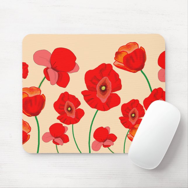 Red Poppy Flowers   Mouse Pad (With Mouse)