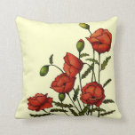 Red Poppy Flowers: Original Artwork Throw Pillow<br><div class="desc">This is my painting of a tangle of lovely red poppies. You may change the background to any colour you wish; it is customizable.</div>