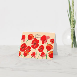 Red Poppy Flowers Personalized   Card