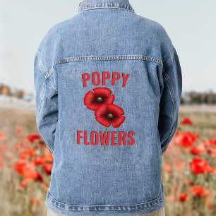 Red Poppy Flowers Personalized Denim Jacket