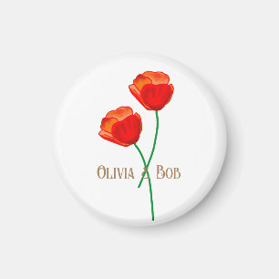 Red Poppy Flowers Personalized Magnet