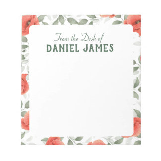 Red Poppy Flowers Personalized Notepad