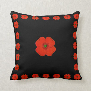 Red poppy flowers - poppies throw pillow