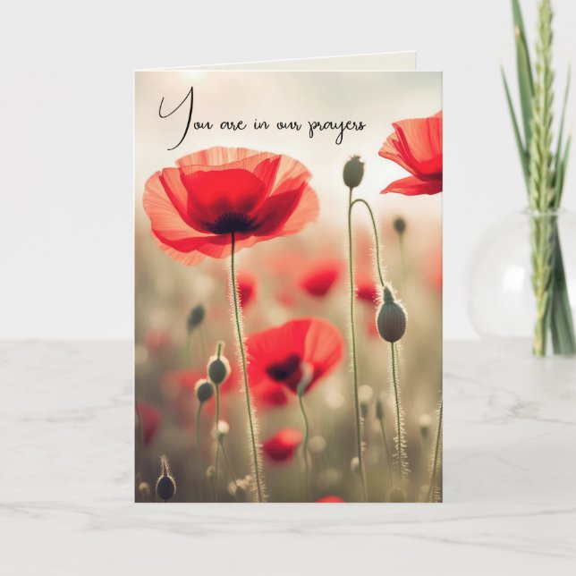 Red Poppy Flowers Sympathy Card (Front)
