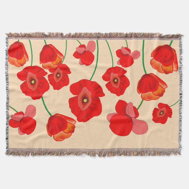 Red Poppy Flowers   Throw Blanket (Front)