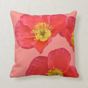 Red Poppy Flowers Throw Pillow