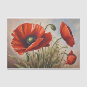 Red Poppy Flowers Tissue Paper
