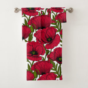 Red Poppy garden 2 Bath Towel Set