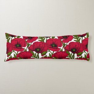 Red Poppy garden 2 Body Pillow