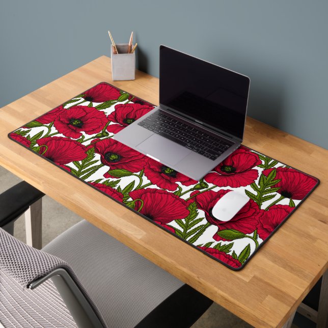 Red Poppy garden 2 Desk Mat (Office 2)