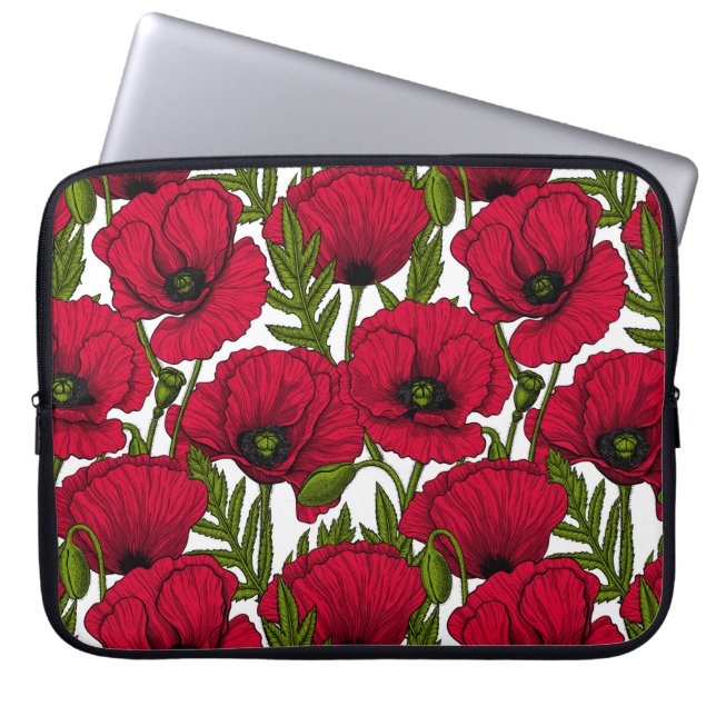 Red Poppy garden 2 Laptop Sleeve (Front)