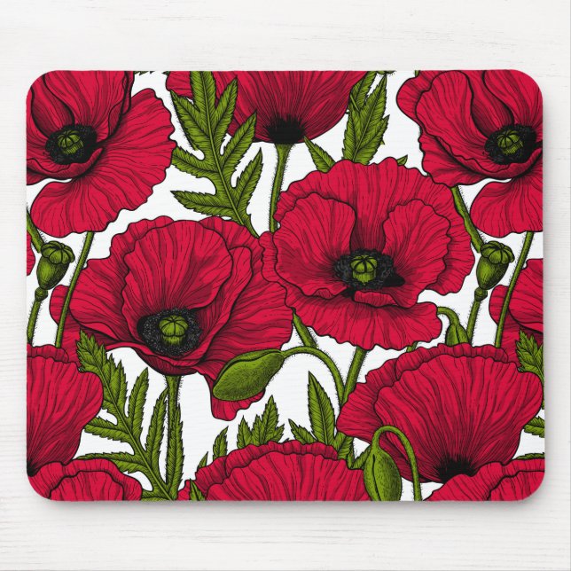 Red Poppy garden 2 Mouse Pad (Front)