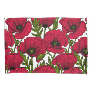 Red Poppy garden 2 Pillowcase