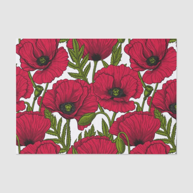 Red Poppy garden 2 Tissue Paper (Front)