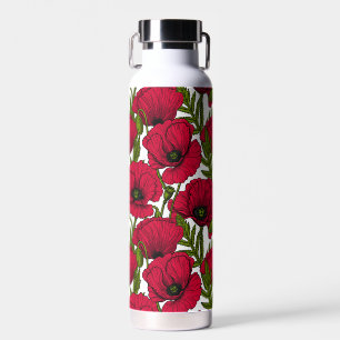 Red Poppy garden 2 Water Bottle