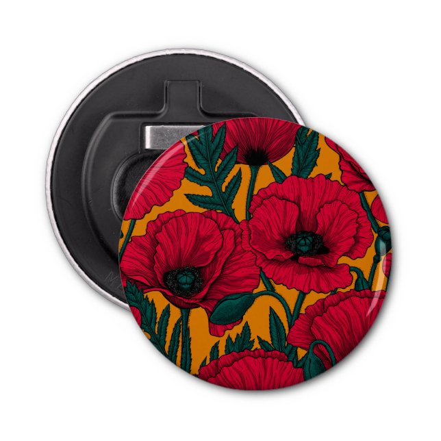 Red poppy garden bottle opener (Front)