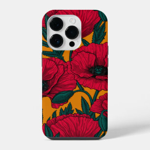 Red poppy garden iPhone 14 pro case