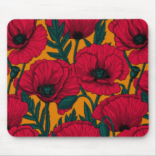 Red poppy garden mouse pad