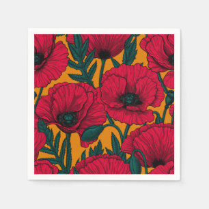 Red poppy garden napkin