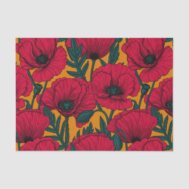 Red poppy garden tissue paper (Front)