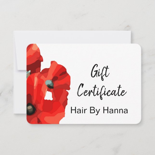Red Poppy Gift Certificate (Front)