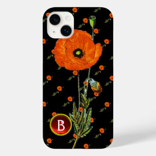 RED POPPY IN BLACK RUBY GEMSTONE  MONOGRAM Case-Mate iPhone 14 PLUS CASE