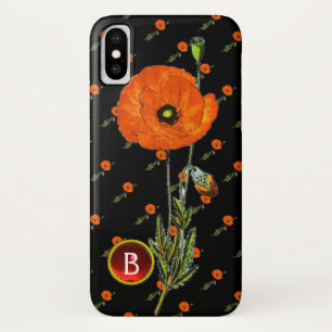 RED POPPY IN BLACK RUBY GEMSTONE  MONOGRAM Case-Mate iPhone CASE