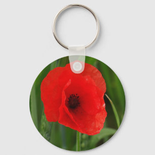 Red poppy keychain