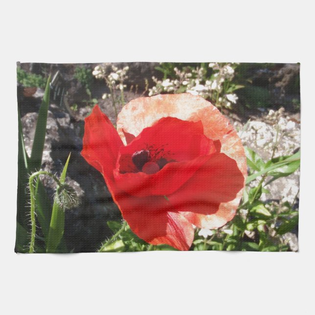 Red Poppy Kitchen Towel (Horizontal)
