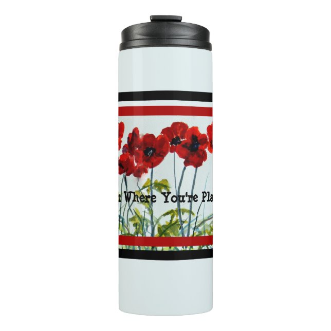 Red Poppy Line Dancers Art Thermal Tumbler (Front)