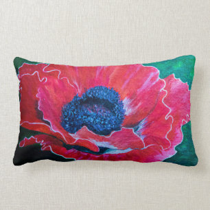 Red Poppy Lumbar Pillow